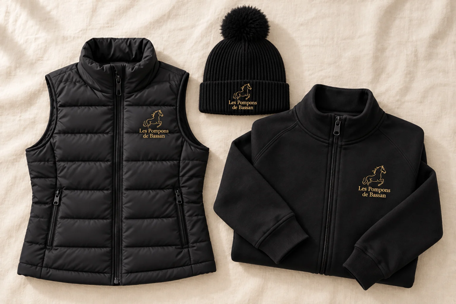 Pack hivernal : vêtements Les Pompons de Bassan et bonnet à pompon